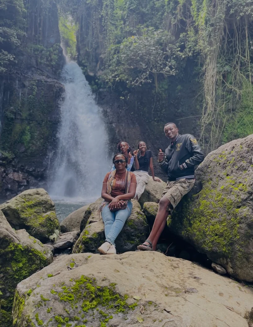 Manase with guests at Materuni Waterfall