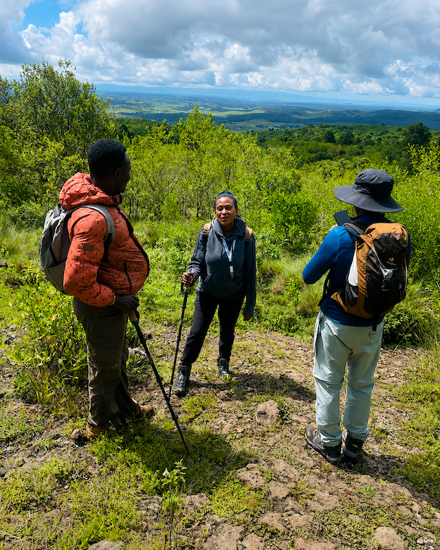 Guests trekking on Mount Meru